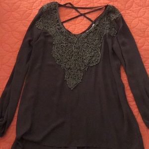 Grey long sleeve blouse